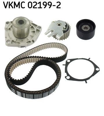 SKF VKMC 02199-2 Water pump + timing belt kit with gaskets/seals, Number of Teeth: 194, with rounded tooth profile, Plastic