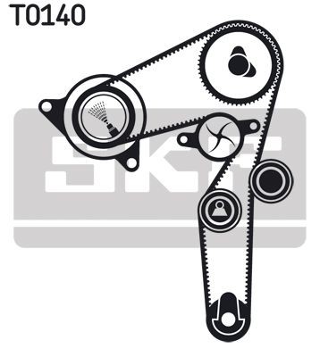 VKMC02199-2 Timing belt and water pump kit VKMC02199-2 SKF with gaskets/seals, Number of Teeth: 194, with rounded tooth profile, Plastic