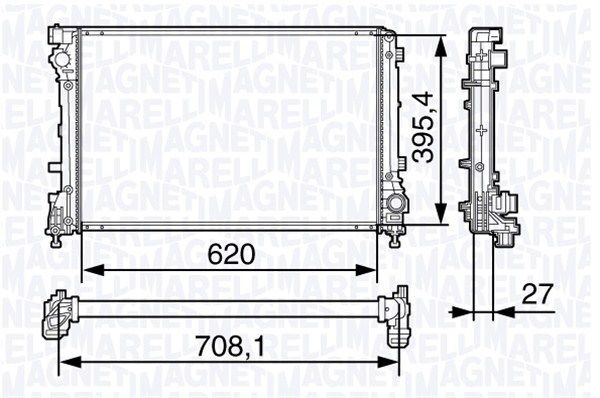 MAGNETI MARELLI Radiator, engine cooling 350213131700 for ABARTH 500 / 595 / 695