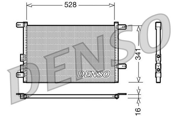 DENSO DCN01003 Air conditioning condenser without dryer, 341x528x16, R 134a, 341mm