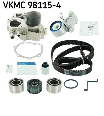 SKF VKMC 98115-4 Water pump and timing belt kit with gaskets/seals, Number of Teeth: 281, with rounded tooth profile, Sheet Steel
