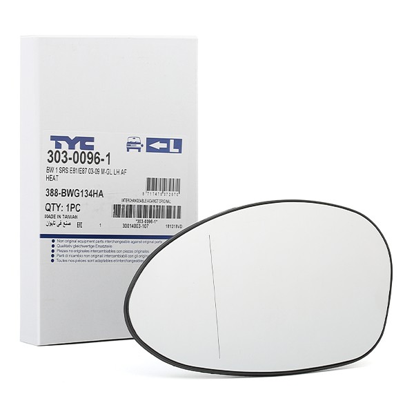 TYC Miroir De Rétroviseur BMW 303-0096-1 51167132735,7132735 Glace Retroviseur,Verre De Rétroviseur,