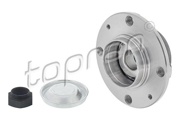TOPRAN 722 258 Wheel bearing kit Rear Axle Left, Rear Axle Right, Wheel Bearing integrated into wheel hub, with grease cap, with nut, 129 mm