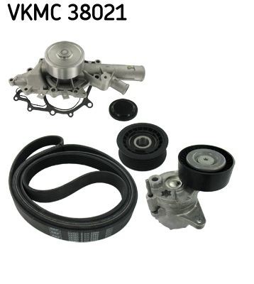 SKF VKMC 38021 Water Pump + V-Ribbed Belt Kit with gaskets/seals