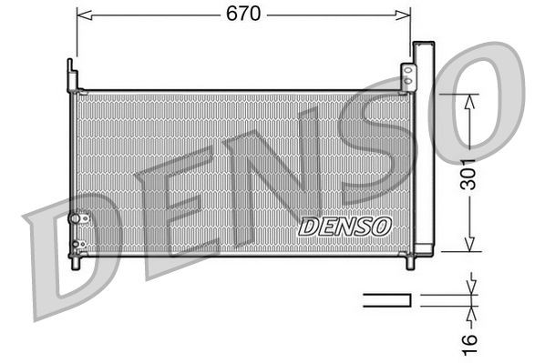 DENSO DCN50037 Air conditioning condenser with dryer, 670x301x16, R 134a, 670mm