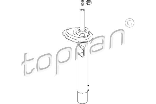 TOPRAN 501 626 Shock absorber Front Axle Left, Gas Pressure, Suspension Strut, Spring-bearing Damper, Top pin, with nut