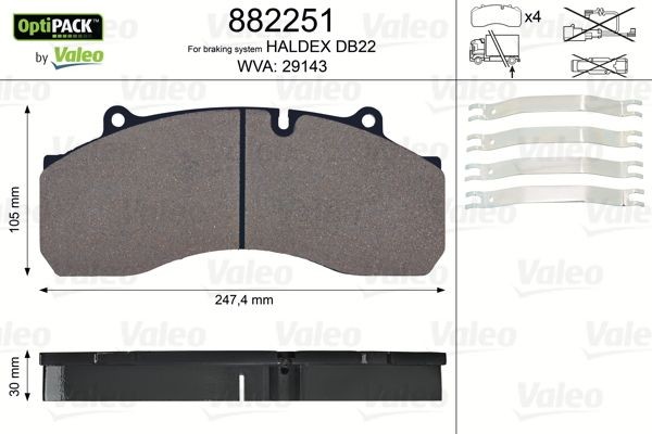 VALEO 882251 Bremsbeläge für SCANIA 4 - series LKW in Original Qualität