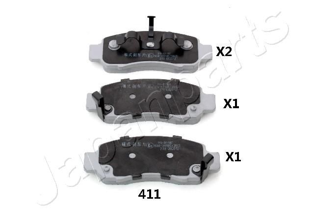 JAPANPARTS Front Axle Height: 48,8mm, Thickness: 13,3mm Brake pads PA-411AF buy