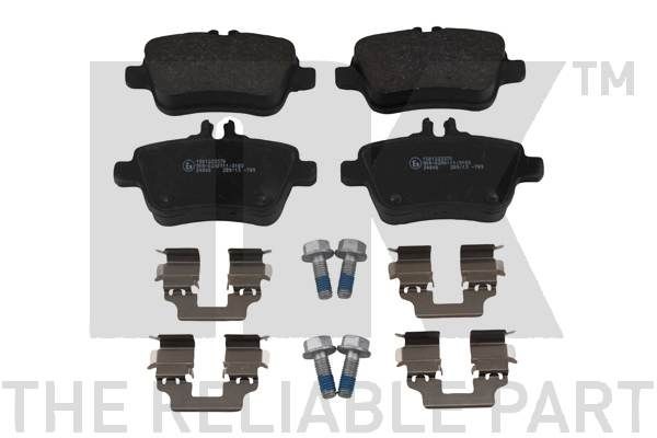 NK 223370 Brake pad set prepared for wear indicator, with anti-squeak plate, with accessories