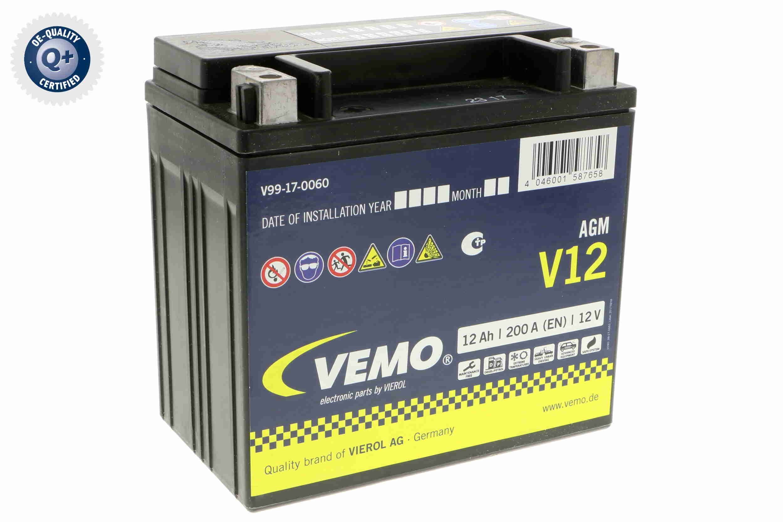 V99-17-0060 VEMO 12 Ah Service Battery 12V, 12Ah, 200A, B00