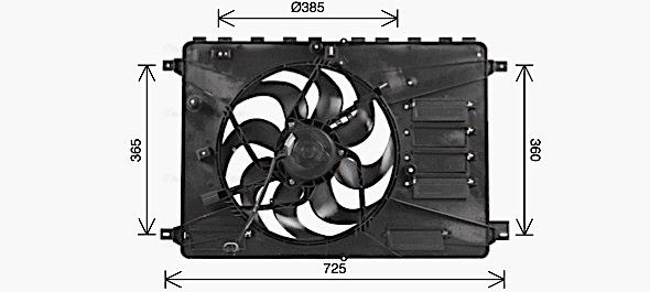 AVA COOLING SYSTEMS FD7554 Fan, radiator Ø: 385 mm, 12V, 372W, with integrated regulator