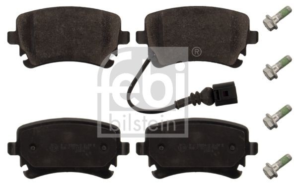 16860 Set of brake pads 16860 FEBI BILSTEIN Rear Axle, incl. wear warning contact, with screw set