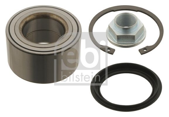 30087 FEBI BILSTEIN Wheel hub assembly MAZDA with axle nut, with shaft seal, 74 mm, Angular Ball Bearing