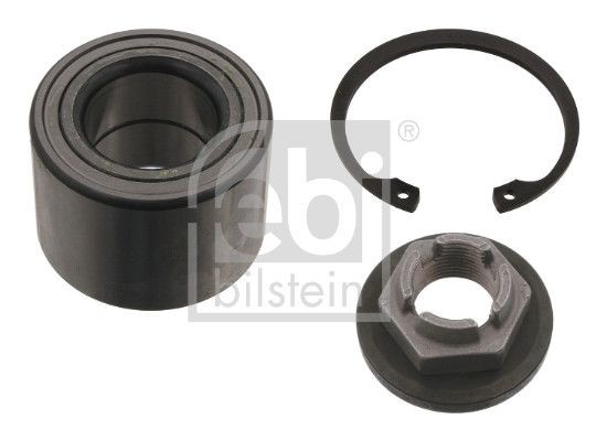 19183 FEBI BILSTEIN Wheel hub assembly MAZDA Rear Axle Left, Rear Axle Right, with axle nut, with retaining ring, 53 mm, Tapered Roller Bearing