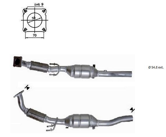 VEGAZ VK-882 Catalytic converter Euro 4, with attachment material, Length: 1080 mm