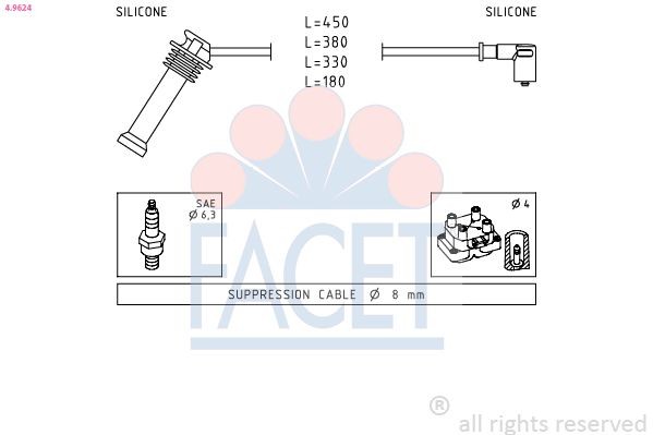 FACET 4.9624 Ignition Cable Kit Made in Italy - OE Equivalent