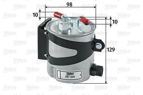 VALEO 587528 Fuel filter In-Line Filter, with connection for water sensor, 10mm, 10mm