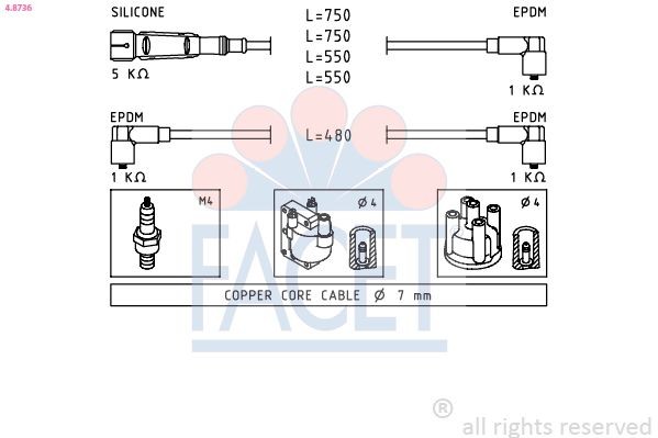 EPS 1.500.736 FACET Made in Italy - OE Equivalent Ignition Lead Set 4.8736 buy