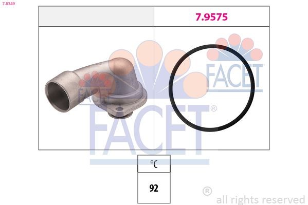 FACET 7.8349 Engine thermostat Opening Temperature: 92°C, Made in Italy - OE Equivalent
