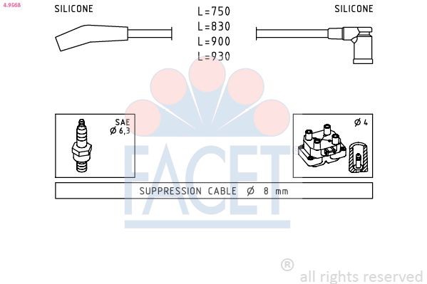 FACET 4.9568 Ignition Cable Kit Made in Italy - OE Equivalent