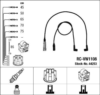 RC-VW1108 NGK Number of circuits: 6 Ignition Lead Set 44253 buy