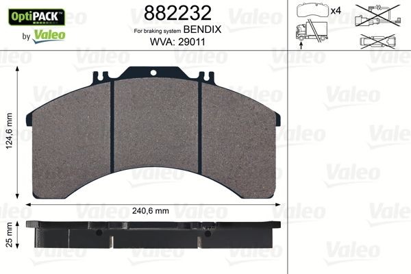 VALEO 882232 Bremsbeläge für IVECO EuroStar LKW in Original Qualität