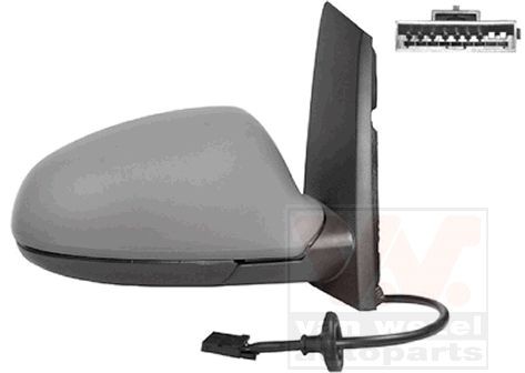 VAN WEZEL 3749818 Wing mirror Right, primed, Complete Mirror, Convex, for electric mirror adjustment, Electronically foldable, Heatable