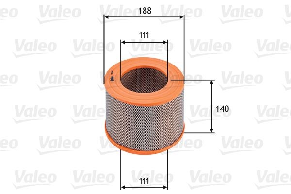 VALEO 585685 Air filter 140mm, 188mm, Filter Insert
