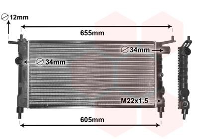 VAN WEZEL 37002183 Engine radiator Aluminium, 530 x 285 x 32 mm, Mechanically jointed cooling fins