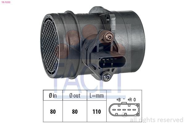 FACET 10.1222 Mass air flow sensor Made in Italy - OE Equivalent