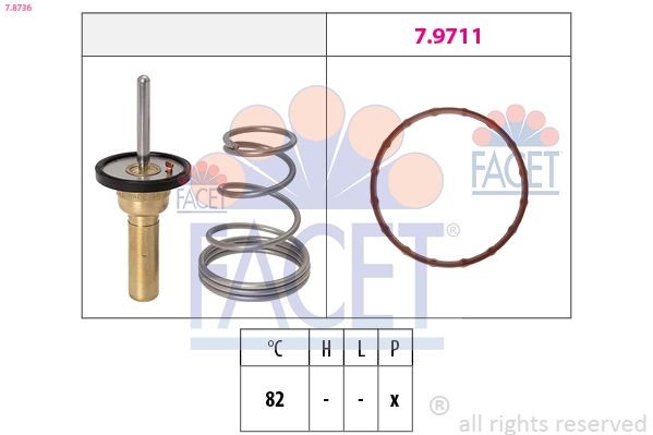 EPS 1.880.736 FACET Opening Temperature: 82°C, Made in Italy - OE Equivalent Thermostat, coolant 7.8736 buy