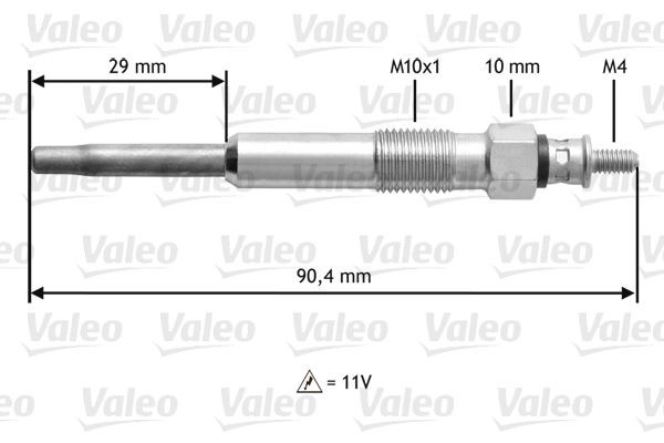 Origine Bougie de préchauffage diesel VALEO 345101 (Longueur coque: 90,5mm, Filetage: M10X1)
