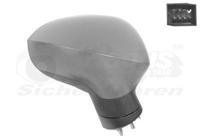 VAN WEZEL 4919818 Wing mirror Right, primed, Complete Mirror, Convex, for electric mirror adjustment, Electronically foldable, Heatable
