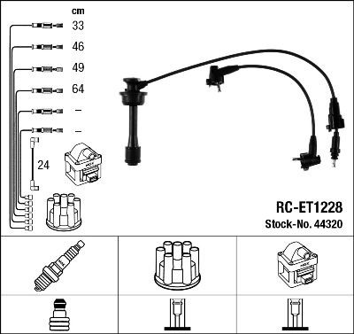 Original NGK RC-ET1228 Spark plug wire 44320 for MAZDA 2