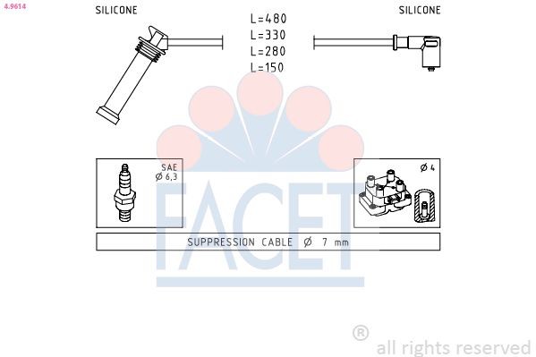 FACET 4.9614 Ignition Cable Kit Made in Italy - OE Equivalent