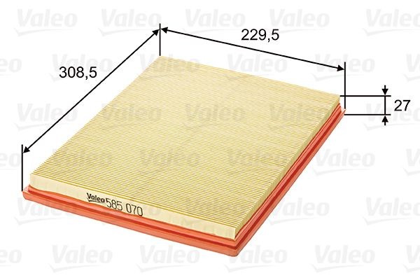 VALEO 27mm, 230mm, 309mm, Filter Insert Length: 309mm, Width: 230mm, Height: 27mm Engine air filter 585070 buy