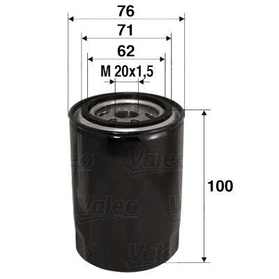 586012 VALEO Oil filters PEUGEOT M20x1.5, Spin-on Filter