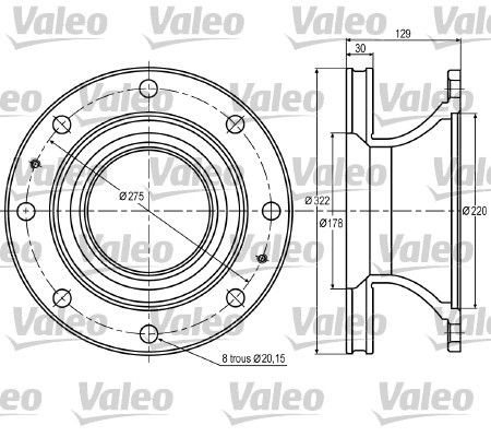 DF 924 VALEO Front Axle, 322x30mm, 8, Vented Ø: 322mm, Rim: 8-Hole, Brake Disc Thickness: 30mm Brake rotor 187005 buy