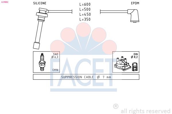 FACET 4.9882 Ignition Cable Kit Made in Italy - OE Equivalent