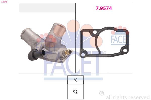 FACET 7.8348 Engine thermostat Opening Temperature: 92°C, Made in Italy - OE Equivalent