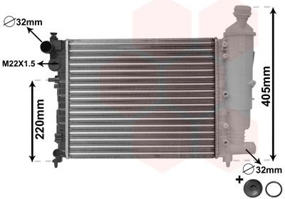 VAN WEZEL 09002115 Engine radiator Aluminium, 390 x 322 x 24 mm, *** IR PLUS ***, without cap, with sealing plug, Mechanically jointed cooling fins