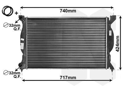 Engine radiator VAN WEZEL Aluminium, 630 x 400 x 35 mm, *** IR PLUS ***, with accessories, Mechanically jointed cooling fins - 03002201
