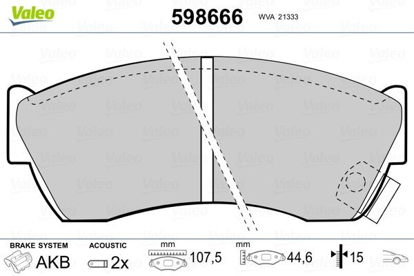 VALEO 598666 Brake pad set Front Axle, incl. wear warning contact, without anti-squeak plate