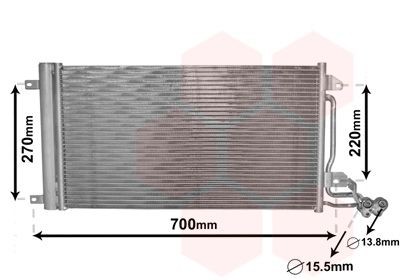 VAN WEZEL with dryer, 15,5mm, 13,8mm, Aluminium, 615mm Condenser, air conditioning 49005038 buy