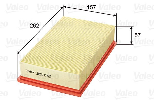 VALEO 585040 Air filter 57mm, 157mm, 262mm, Filter Insert