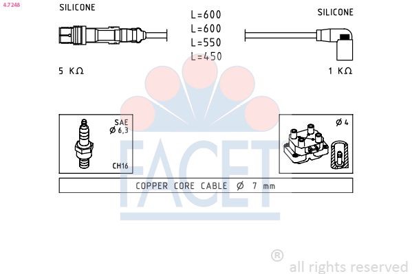FACET 4.7248 Ignition Cable Kit Made in Italy - OE Equivalent