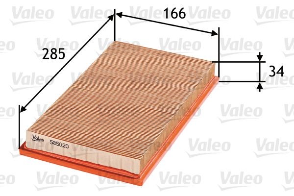 VALEO 585020 Air filter 33mm, 168mm, 283mm, Filter Insert