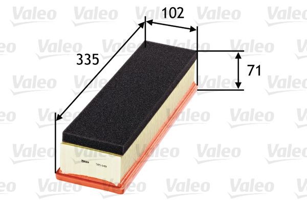 VALEO 585049 Air filter 71mm, 102mm, 335mm, Filter Insert, with pre-filter