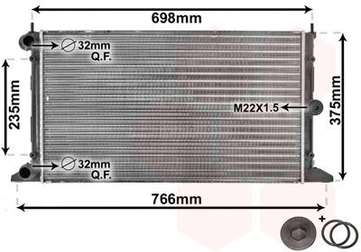 VAN WEZEL 58002188 Engine radiator Aluminium, 630 x 380 x 33 mm, *** IR PLUS ***, with accessories, Mechanically jointed cooling fins