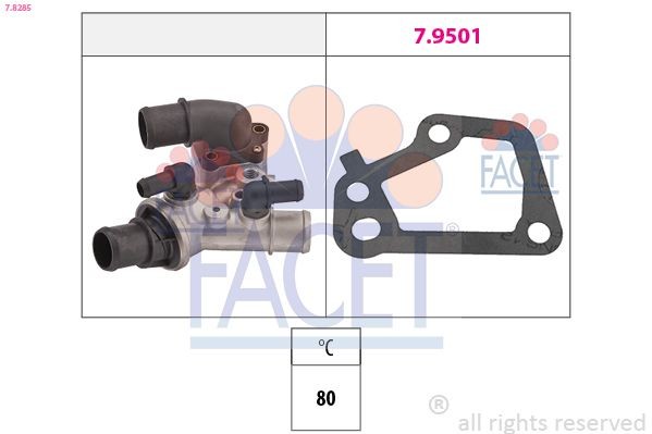 EPS 1.880.285 FACET Opening Temperature: 80°C, Made in Italy - OE Equivalent, with threaded connection for temperature sensor Thermostat, coolant 7.8285 buy